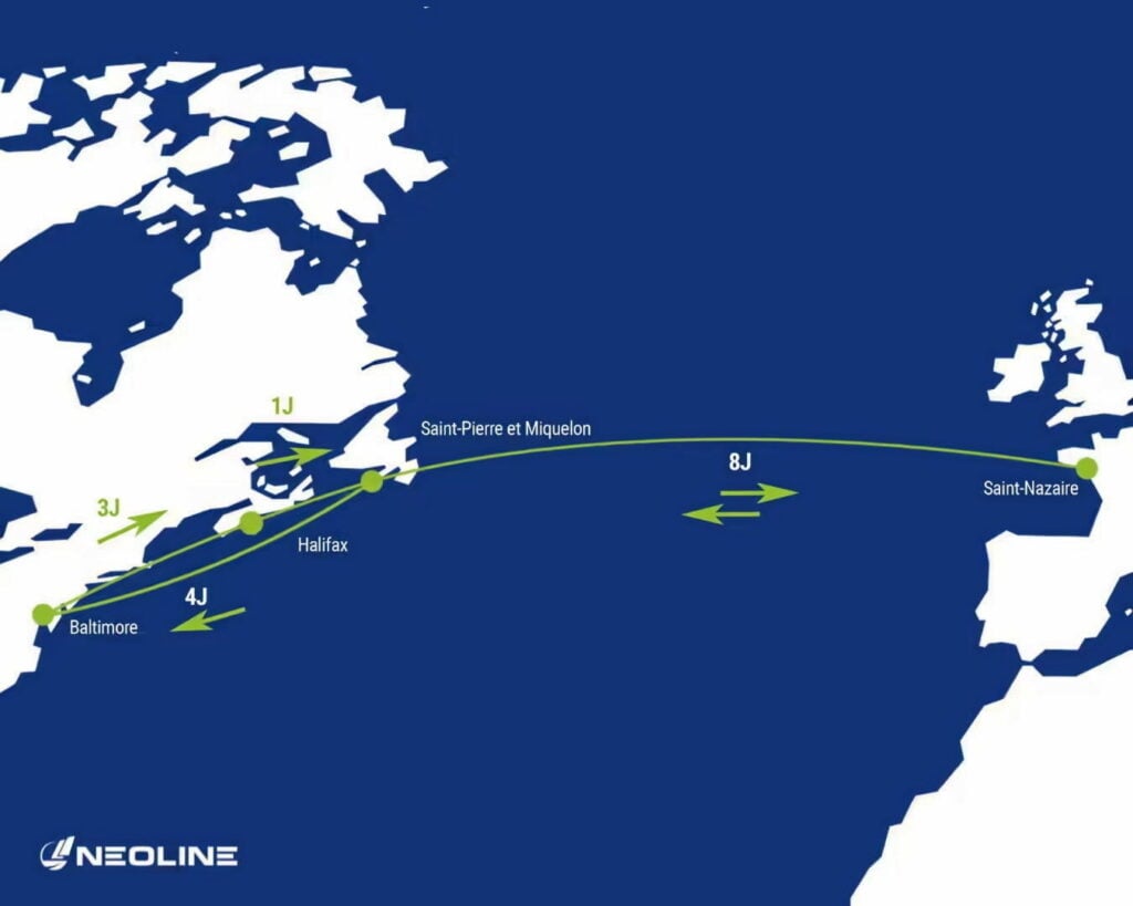Bild på rutten för atlantöverfart.